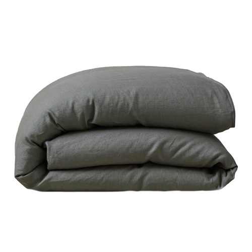 Charcoal Ravello French Linen Quilt Cover Set