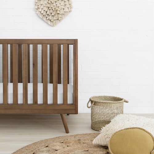 Walnut Nifty Timber Cot Temple & ster