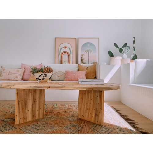 Natural Cuba Rattan Inlay Coffee Table