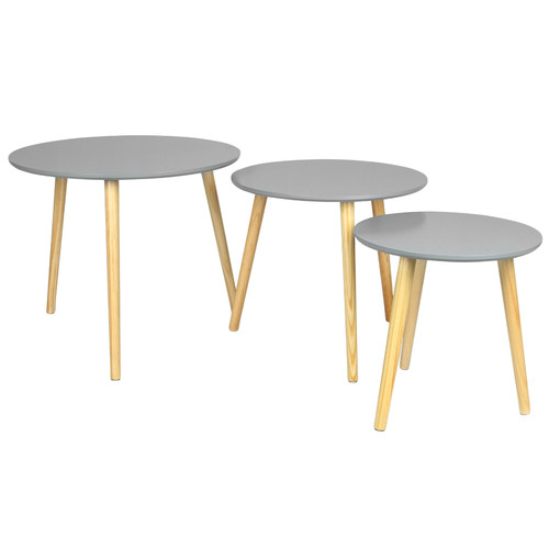 3 Piece Aura Nesting Coffee Table Set, 3 Piece Coffee Table Set Grey