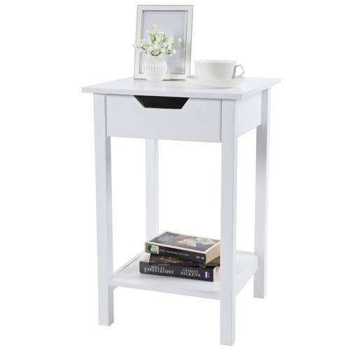 White Noosa 1 Drawer Side Tables