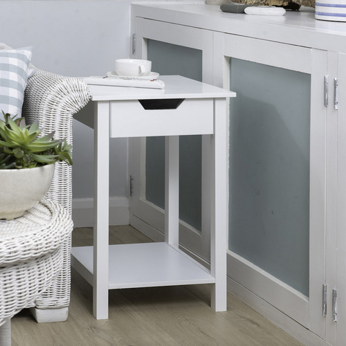 White Noosa 1 Drawer Side Tables