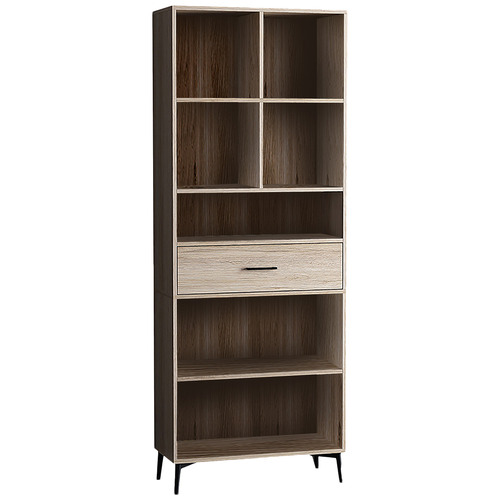 York street Natural Niva Display Bookcase with Middle Drawer | Temple ...