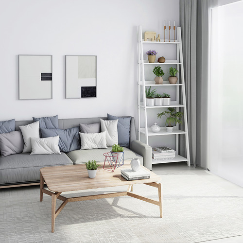 White Chole 6 Tier Ladder Shelf