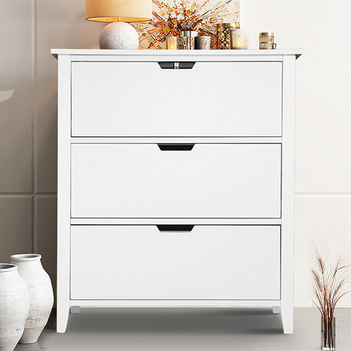 York street White Bell 3 Drawer Tallboy | Temple & Webster