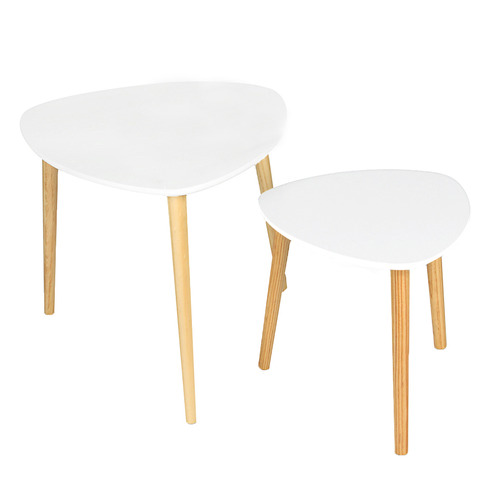 2 Piece White Aurora Coffee Table Set