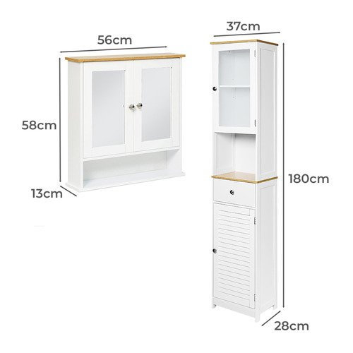 2 Piece Auston Tall Cupboard & Bathroom Cabinet Set