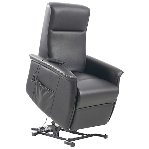 Faux Leather Recliner Armchair with Footrest - Grey