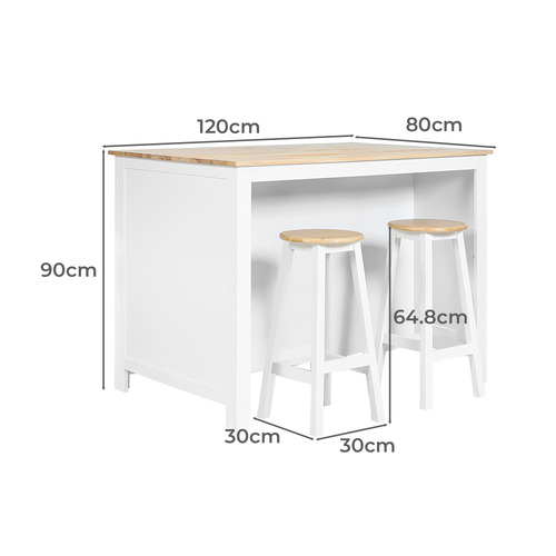 2 Seater Aldrich Kitchen Island & Stool Set