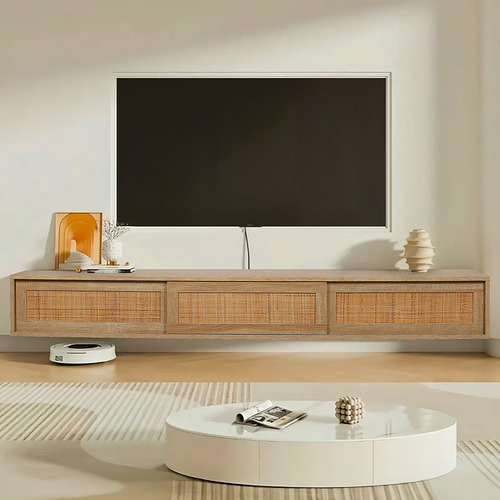 Ashca Wall Mounted Rattan Entertainment Unit