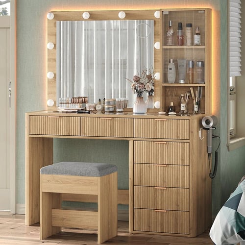 2 Piece Linea Dressing Table & Stool Set