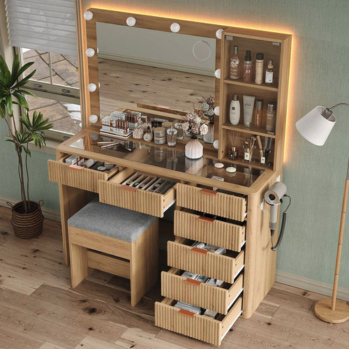 2 Piece Linea Dressing Table & Stool Set