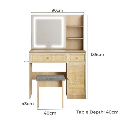 2 Piece Luna Dressing Table & Stool Set