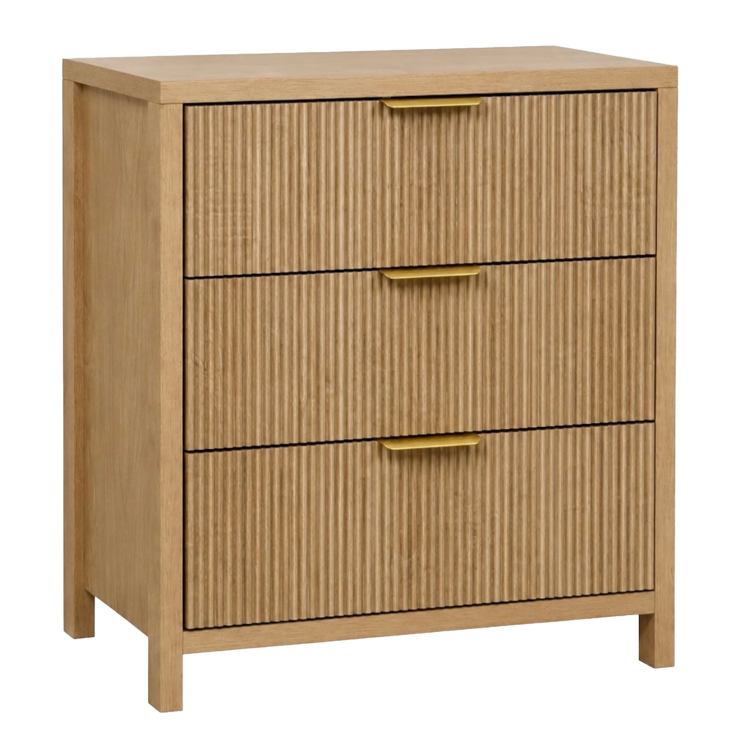 Zaire Fluted 3 Drawer Bedside Table