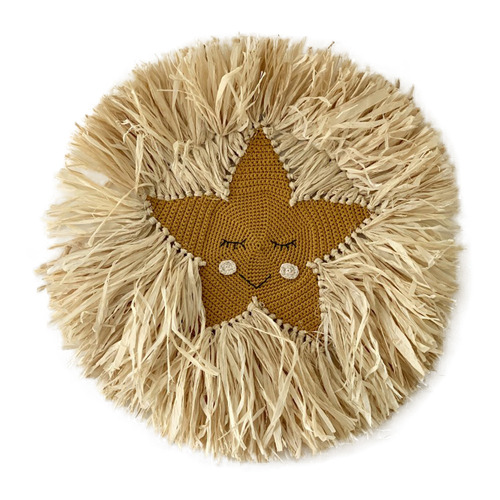 Raffia Trimmed Crochet Star Wall Hanging