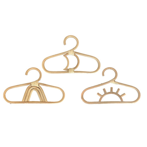 LaAbode 3 Piece Rattan Baby Clothes Hanger Set Temple & ster