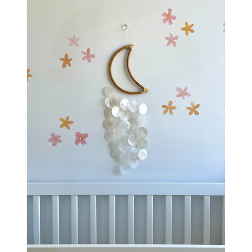 Rattan Moon & Capiz Shell Wall Accent