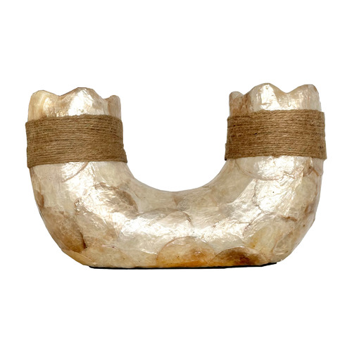 Capiz Shell & Jute Horn Vase