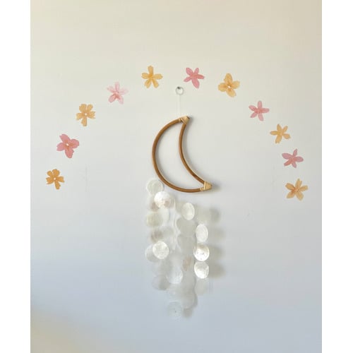 Rattan Moon & Capiz Shell Wall Accent