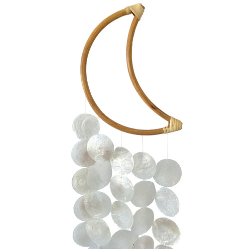 Rattan Moon & Capiz Shell Wall Accent