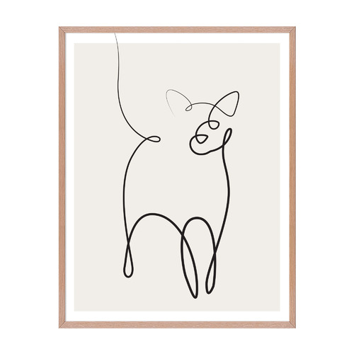Line Cat Framed Printed Wall Art