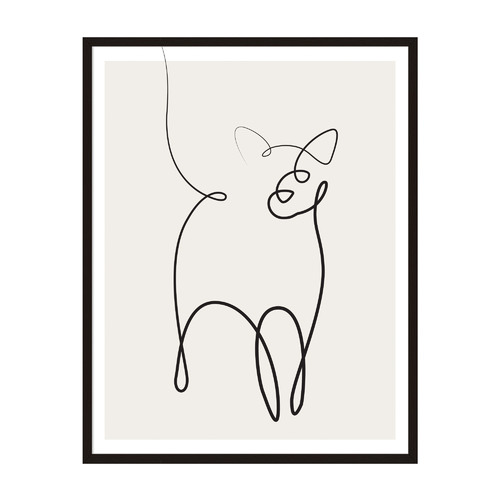 Line Cat Framed Printed Wall Art