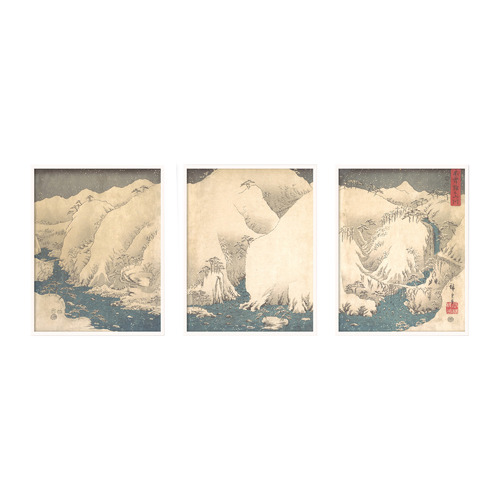 Japanese Mountain Framed Printed Wall Art Triptych