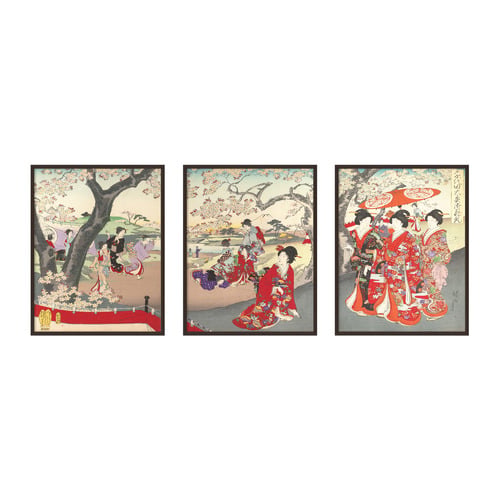 Japanese Book Art I Framed Printed Wall Art Triptych