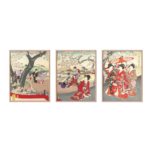 Japanese Book Art I Framed Printed Wall Art Triptych