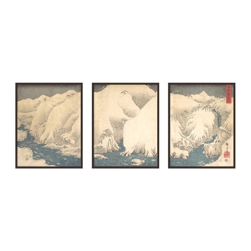 Japanese Mountain Framed Printed Wall Art Triptych