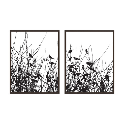 Sparrow Framed Printed Wall Art Diptych