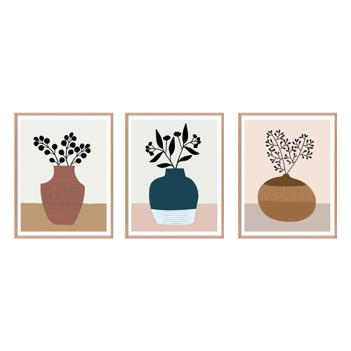 Decorative Vases Printed Wall Art Triptych