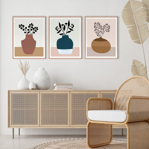 Decorative Vases Printed Wall Art Triptych