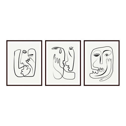 3 Piece Face in Line Wall Art Set