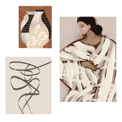 3 Piece Ivory Muse Canvas Wall Art Set