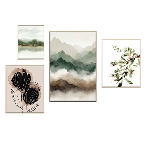 4 Piece Emerald Veil Canvas Wall Art Set