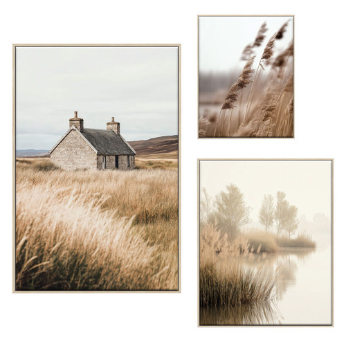 3 Piece Silent Fields Canvas Wall Art Set