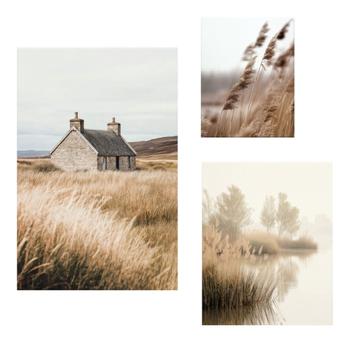 3 Piece Silent Fields Canvas Wall Art Set