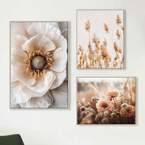 3 Piece Sepia Bloom Canvas Wall Art Set