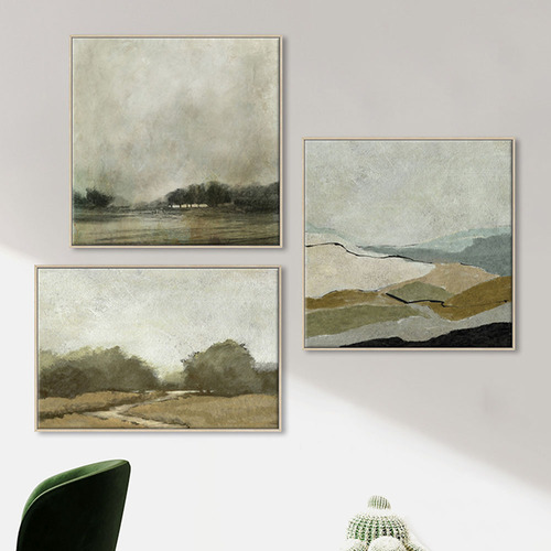 3 Piece Distant Greens Canvas Wall Art Set