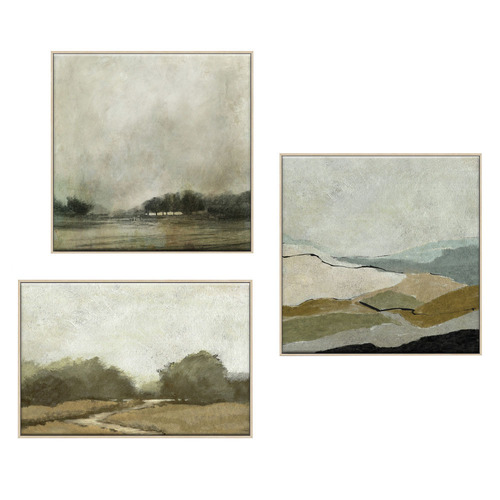 3 Piece Distant Greens Canvas Wall Art Set