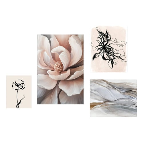 4 Piece Blush Lines Canvas Wall Art Set