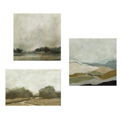 3 Piece Distant Greens Canvas Wall Art Set