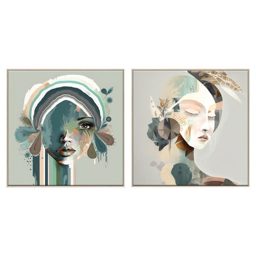 2 Piece Fragmented Beauty Canvas Wall Art Set