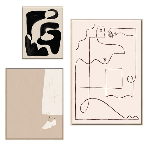 3 Piece Linear Whimsy Canvas Wall Art Set
