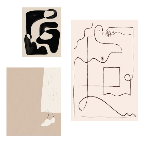 3 Piece Linear Whimsy Canvas Wall Art Set