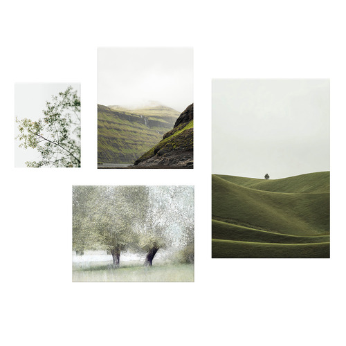 4 Piece Emerald Horizons Canvas Wall Art Set