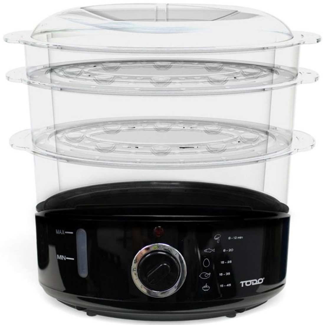 3 piece Tray Black 9L Electric Food Steamer