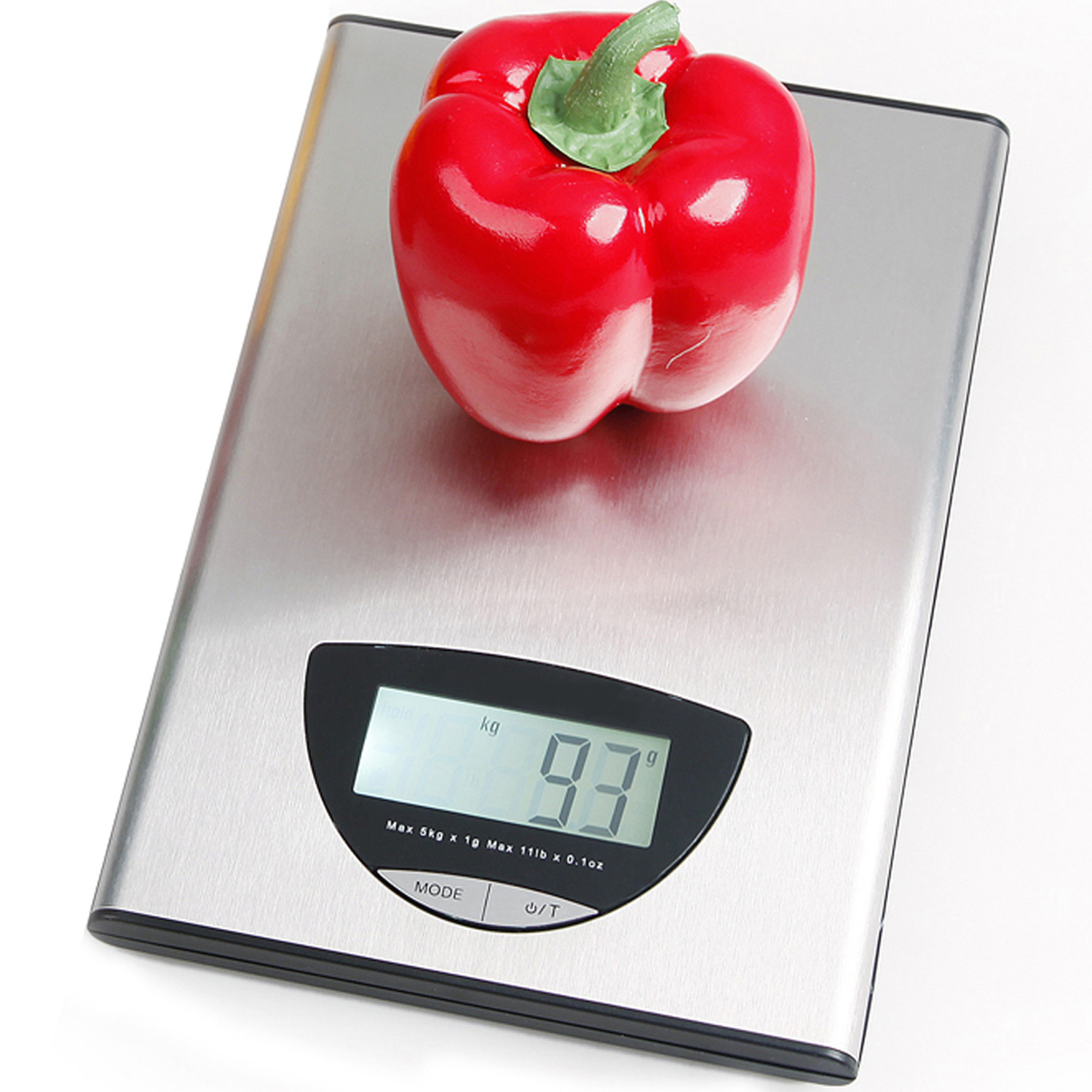Silver 5kg Flat Stainless Steel Kitchen Scale
