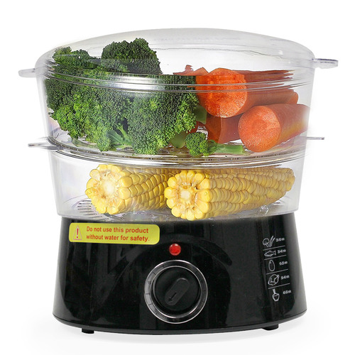 2 piece Tray Black 5L Electric Food Steamer